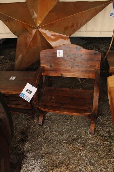 2 WAGON CHAIRS WITH 1 SIDE TABLE- CHAIRS: 25''X 21''X 32; STAND 17 5/8 X 23 1/2 X 17 1/2