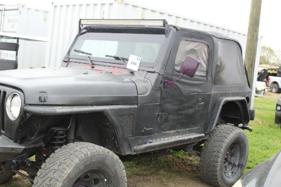 2001 Jeep Wrangler, VIN # 1J4FA49S21P314397, RUNS, SHOWING 144,916 MILES, TITLE DELAY