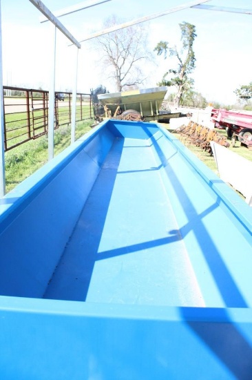 1 UNUSED 20' HEAVY DUTY BLUE FEED TROUGH, 10 GA METAL, 900LBS EACH, 2' TALL, 45.5" WIDE INSIDE TROU