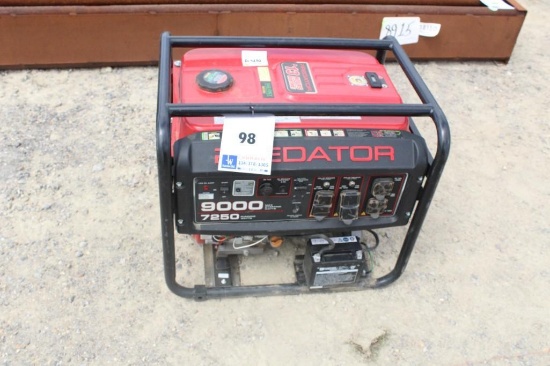PREDATOR 9000 GENERATOR, RUNS, SERIAL NO.T1250024060004928 MODEL NO. G420FDA RATED WATTAGE 7250W