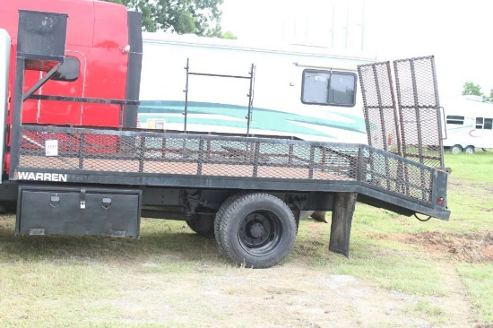 LANDSCAPE BED OFF OF A 4200 INTERNATIONAL TRUCK12.3 FLAT DECK W/4' DOVE6' RAMPS, 7.5 WIDECURRENTLY