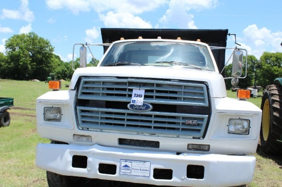 1987 FORD 7600 TRUCK W/ DUMP BED, RUNS SHOWING 159099 MILES, 10 SPEED