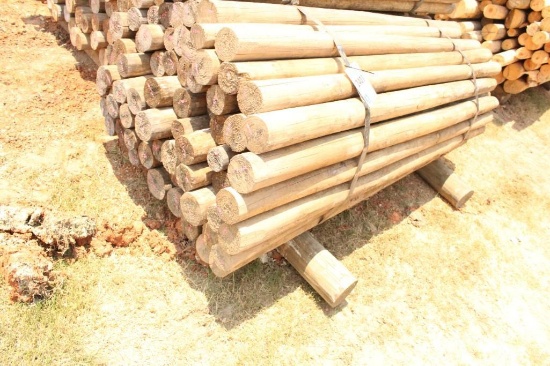 UNTREATED WOOD POST7' LENGTH W/ ASSORTMENT OF WIDTHS, EST. 64 COUNT