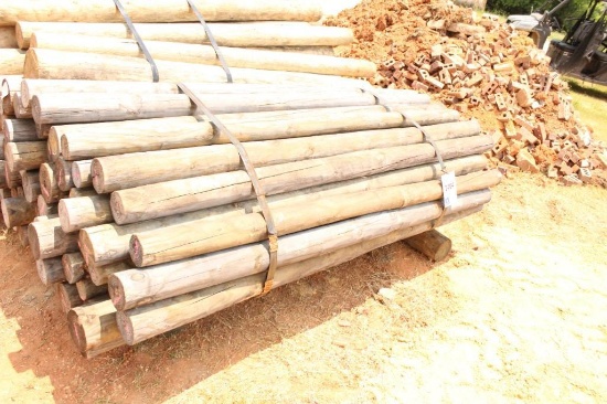UNTREATED WOOD POST7' LENGTH W/ ASSORTMENT OF WIDTHS, EST. 64 COUNT