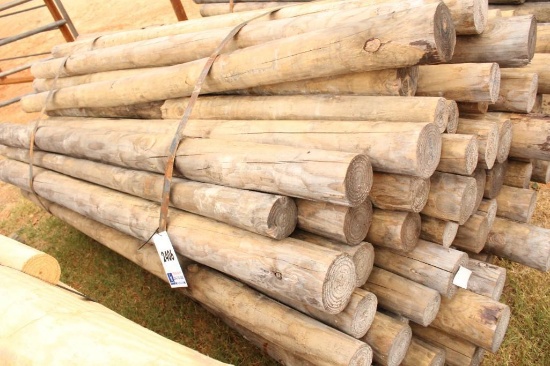 UNTREATED WOOD POST7' LENGTH W/ ASSORTMENT OF WIDTHS, EST. 64 COUNT