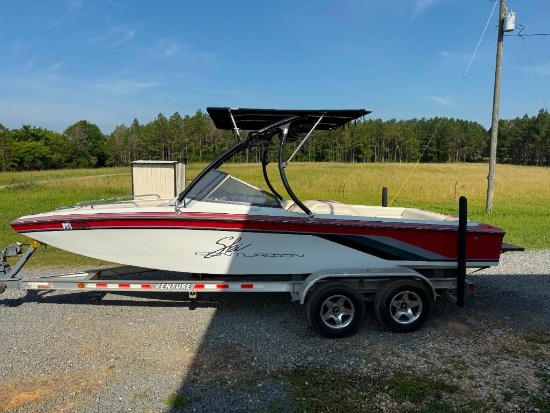 1996 CENTURION FALCON SKI BOAR, RUNS, SHOWING 460 HOURS, NEW ENGINE, SN: FINV5305J495