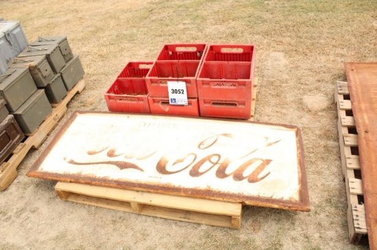 2 CT OF SIGNS- GIN SIGN & COKE SIGN W/CRATES