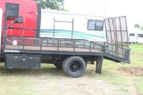LANDSCAPE BED OFF OF A 4200 INTERNATIONAL TRUCK12.3 FLAT DECK W/4' DOVE6' RAMPS, 7.5 WIDECURRENTLY