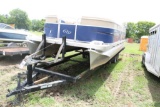 22' MANITOU PONTOON BOAT, MODEL AB2223, RUNS, TOP INCLUDED, WATER READYSN: SWBTBK28EP001514