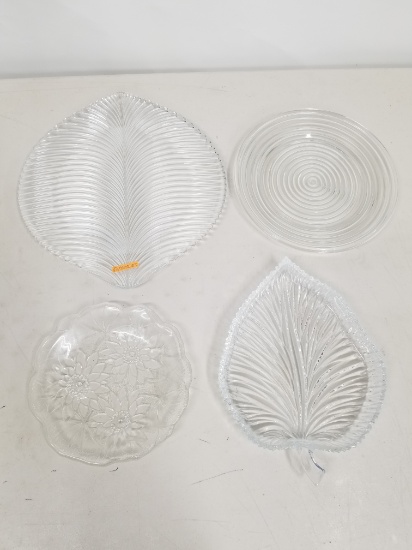 4pc Cut Glass Dishes/Plates