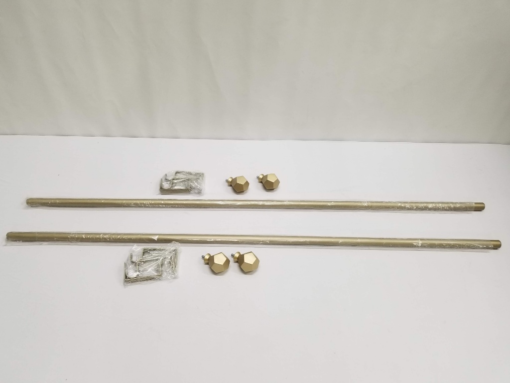 Lot 2 Mainstays Gatsby 3 4 Curtain Rod Soft Brass Open Box 2 Mainstays Gatsby 3 4 Curtain Rod Soft Brass Open Box