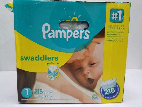 Pampers Swaddlers - Size 1 (8-14lbs) - Qty 216 - New