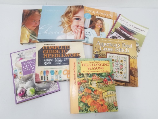 8 Large Craft Books, mostly Scrapbooking & Cross Stitch