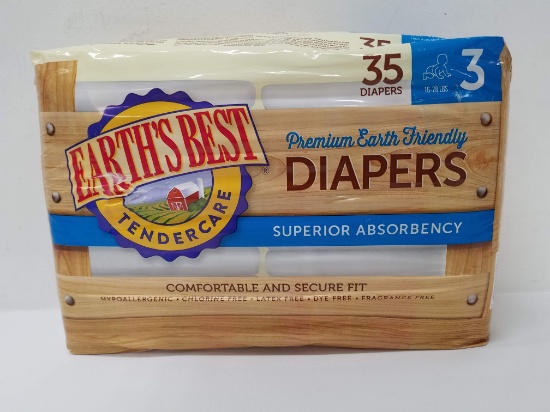 Earth's Best Diapers. Sealed Package of 35, size 3 (16-28 pounds) - New