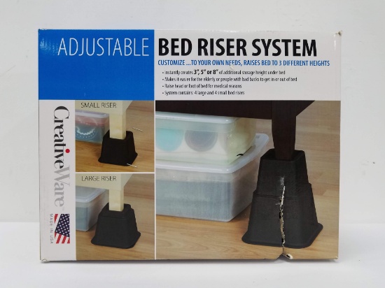 Adjustable Bed Riser System. 8 pieces - New