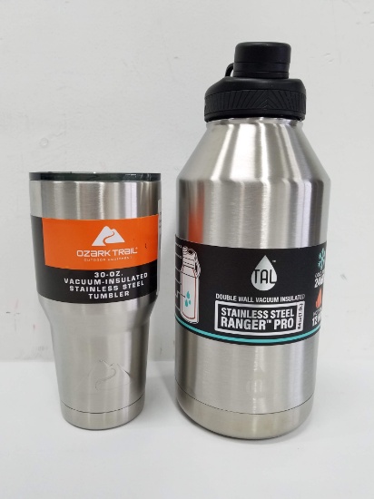 2 Stainless Steel Insulated Mugs: 30 oz & 64 oz - New