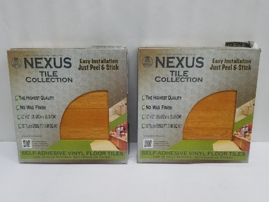 Nexus Self-Adhesive Vinyl Floor Tiles. 80 12x12 Tiles (4 Packages of 20 tiles each) - New
