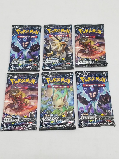 Pokemon Cards - 6 Packages sliced open - New