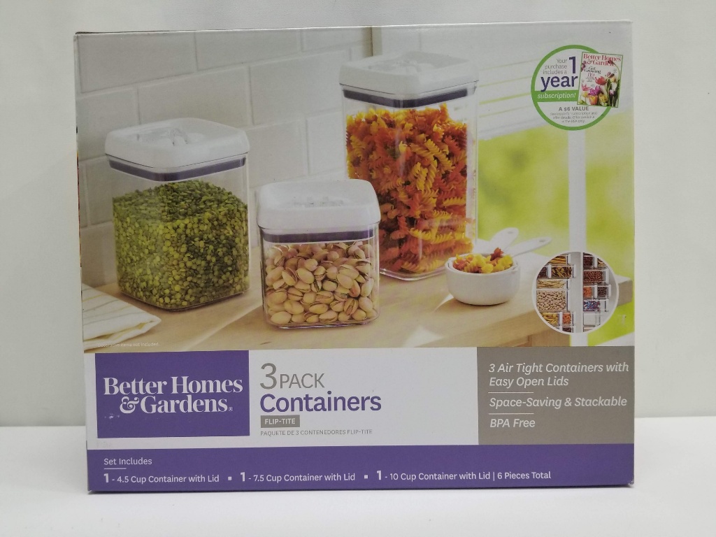 Better Homes Gardens 3 Pack Flip Tite Containers New