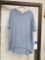 LuLaRoe Irma Shirt, Size Large. Light Blue with Black Micro Stripes