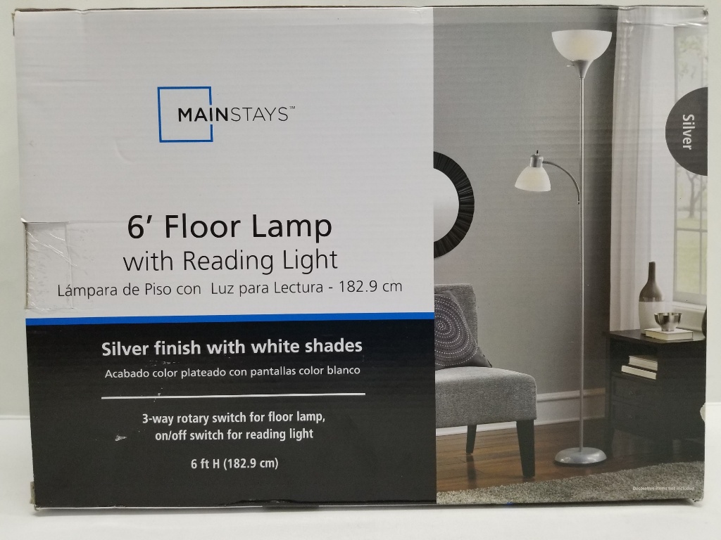 Lot Mainstays 6 Floor Lamp With Reading Silver