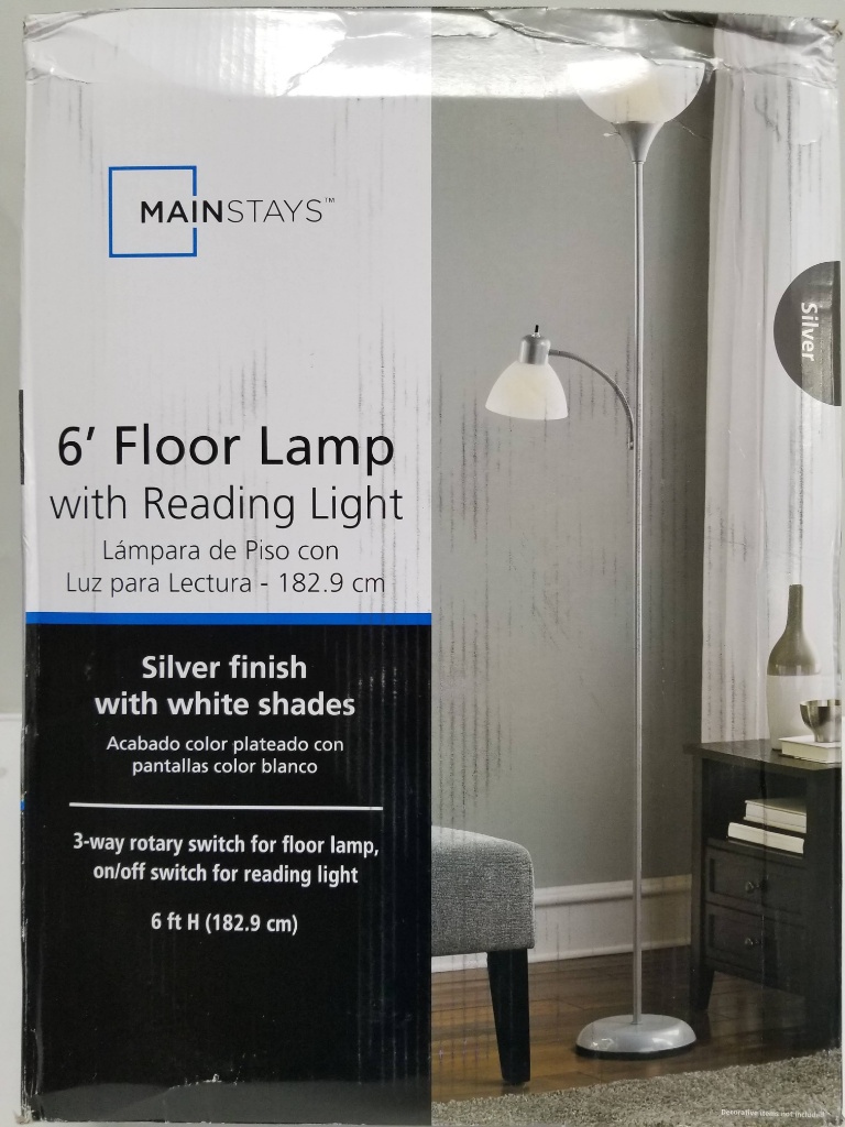 Lot Mainstays 6 Floor Lamp With Reading Lamp Silver