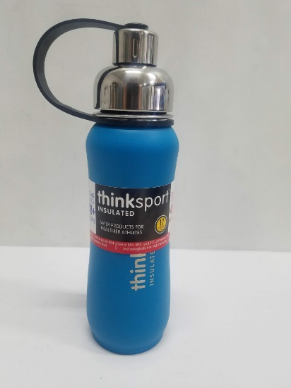 ThinkSport Insulated Stainless Steel Water Bottle, 17 oz, Blue - New