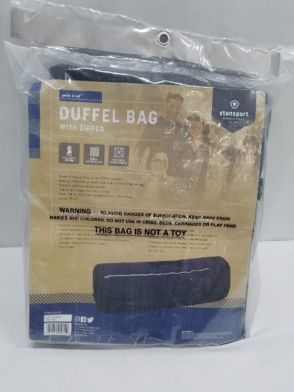 Stansport Duffel Bag with Zipper, Black. 36" long 13" diameter - New