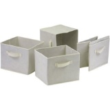 Winsome 4-Piece Set Fabric Baskets/Collapsible Storage Cubes - Beige - New