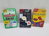 Cards Games Lot of 3: Monopoly Deal, BOLD, & Pictionary - New