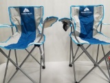 Pair of Ozark Trail Outdoor Camp Chairs, Gray & Aqua. No Bags - New