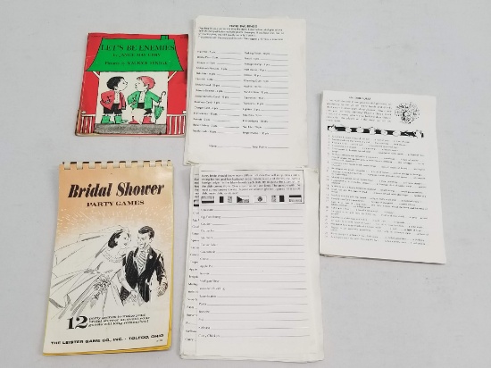 Vintage Books: "Let's Be Enemies" By Janice May Udry (1961), "Bridal Shower Party Games" (1982)