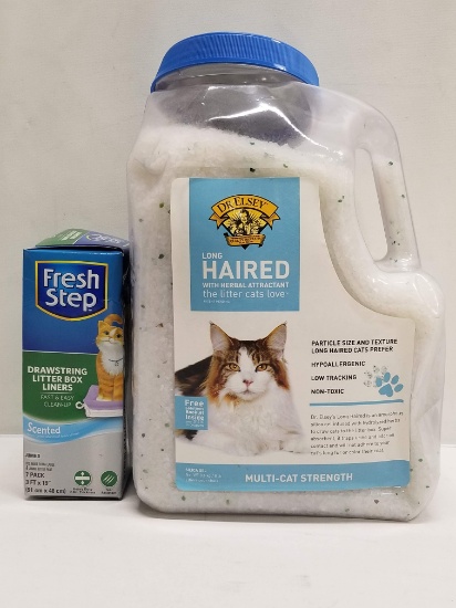 Cat Litter & Litter Box Liners: Long Haired Litter Mix, Fresh Step Liners - Damaged Box - New