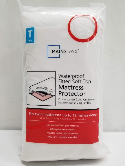 Twin Waterproof Fitted Soft Top Mattress Protector - Mainstays - New