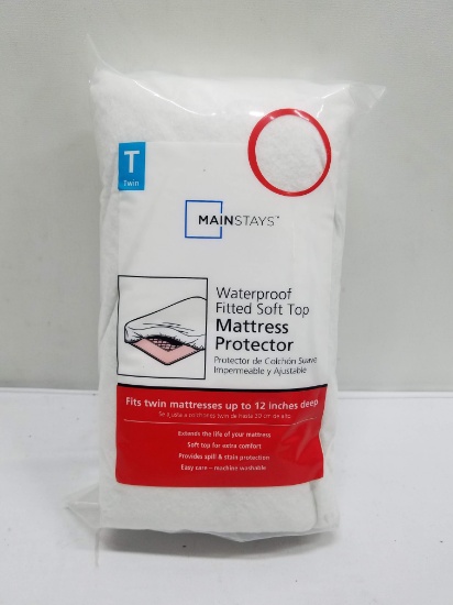 Mattress Protector - Mainstays Twin Waterproof Fitted Soft Top - New