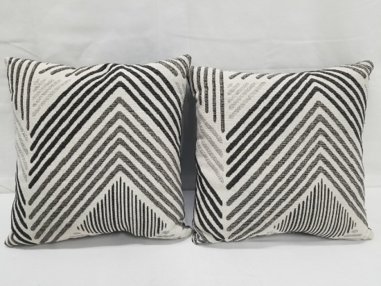 Chevron Patterned Decorative Pillows (Qty 2) - 18"x18", Grayscale - BHG - New