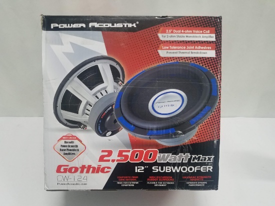 12" Subwoofer 2500 Watt Max by Power Acoustic Gothic GW-124. Open Box - New