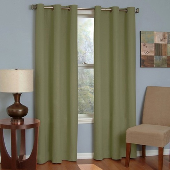 Eclipse Light Blocking Curtains. Moss Green with Grommets. Qty 2. 42" x 63" Each - New