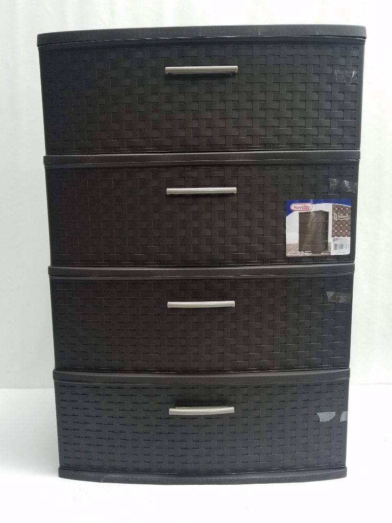Sterilite 4 Drawer Wide Weave Tower No Casters Brown New