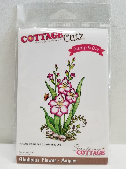 Cottage Cutz Stamp & Die "Gladiouslus Flower - August" - New