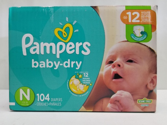 Pampers Baby-Dry Diapers - Size N (Newborn, Up to 10lb, 104ct) - New