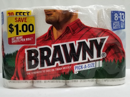 Brawny Pick-A-Size Paper Towels - 8 Large Plus Rolls = 13 Regular Rolls - New