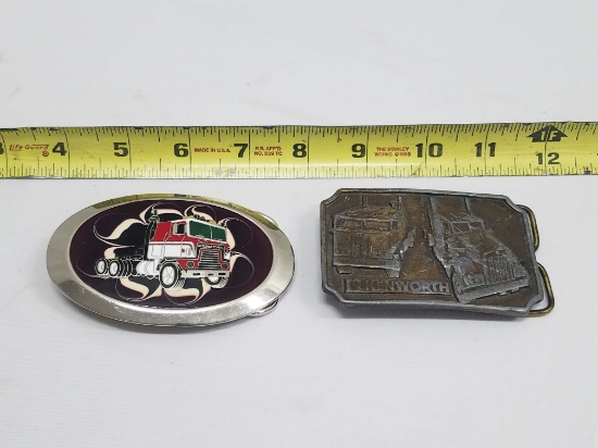 2 Belt Buckles: Kenworth 1977 & International