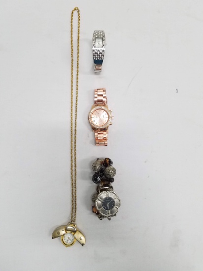 3 Women's Watches & 1 Watch Necklace