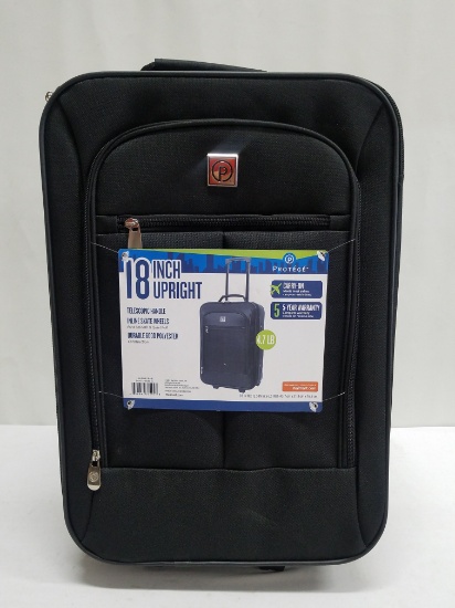 Carry-On Black Suitacse by Protege: 18" Upright with 2 Wheels & Telescopic Handle - New