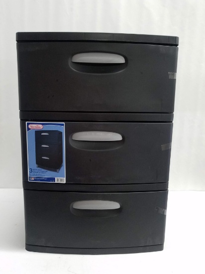 Sterilite 3 Drawer Chest, Black - New