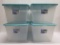 Sterilite Storage Bins (Qty 4) - 58 qt/55 L, Aqua Ocean - New