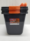 Hefty Hi-Rise Pro Storage Bins with Lids (Qty 2) - 32-qt, Dark Gray/Orange - New