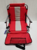 Stansport Folding Stadium Seat with Armrests - Red/Black/Gray - New