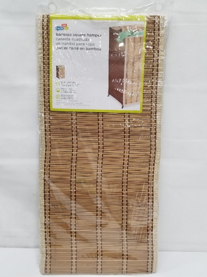 Honey Can Do Bamboo Square Hamper - 13.4"L x 13.8"W x 26"H - New